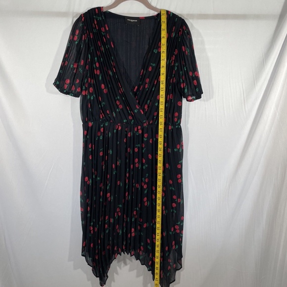 NWT $388 The Kooples [ 4‎ (XL) ] V-Neck Cherry Print Asymmetric Dress #G903 - Picture 6 of 14